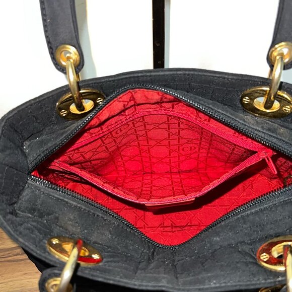 🖤Dior Lady Dior Handbag Cannage Quilted Nylon Black Satchel🖤 - Picture 10 of 17